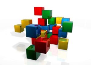 3d abstract colored translucent blocks