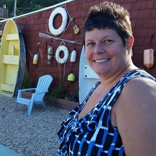 amy at the boat house for remote tutoring